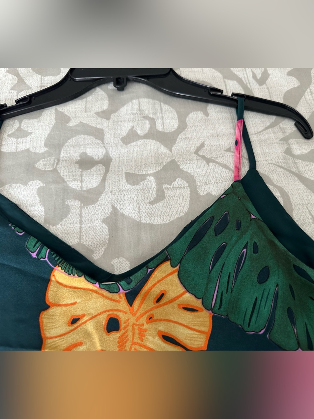 Tropical Print Satin maxi sundress